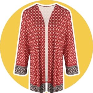 New!  Boho Kimono Vest, Tribal Print, Lightweight, Open Front, Casual Size large